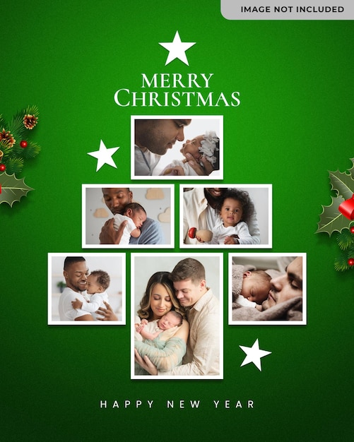 Merry christmas and happy new year photo template
