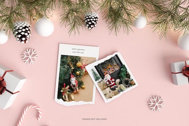 Merry christmas greeting card mockup
