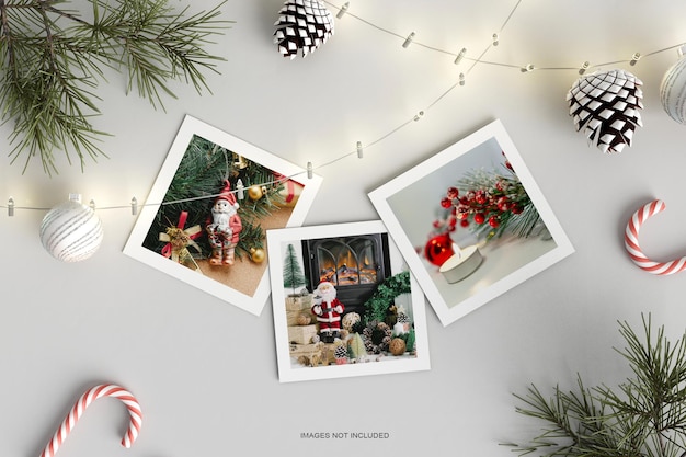 Merry christmas paper frames photo mockup