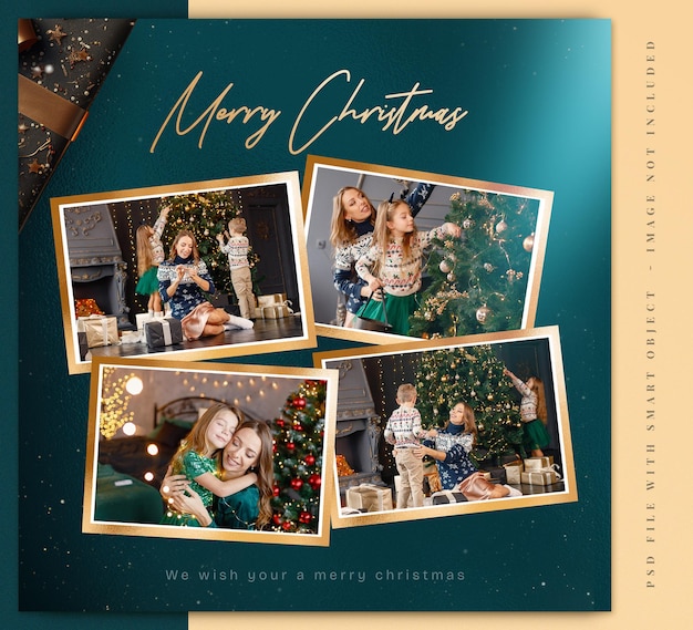 Merry christmas social media photo frame set