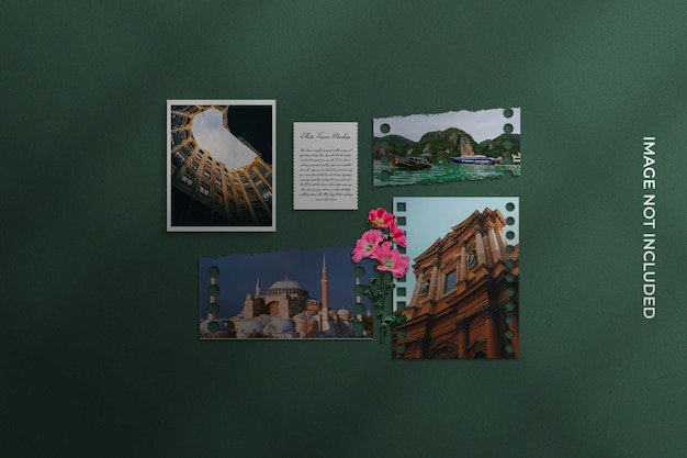 Minimalist photo frame set mockup with 3d rendering psd file