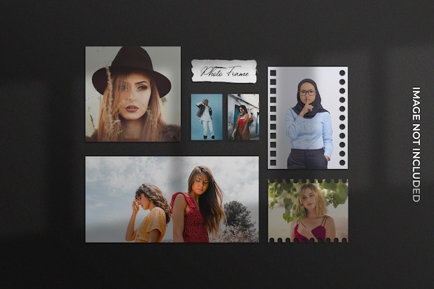 Minimalist photo frame set mockup with 3d rendering psd file
