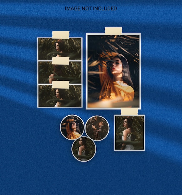 Modern minimalist shadow overlay photo frame polaroid mockup premium psd