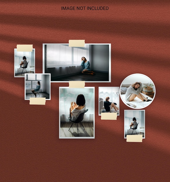 Modern minimalist shadow overlay photo frame polaroid mockup premium psd