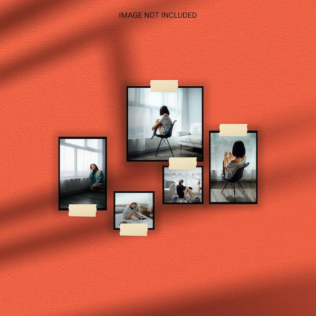 Modern minimalist shadow overlay photo frame polaroid mockup premium psd