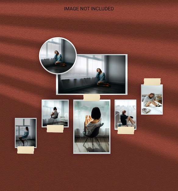 Modern minimalist shadow overlay photo frame polaroid mockup premium psd