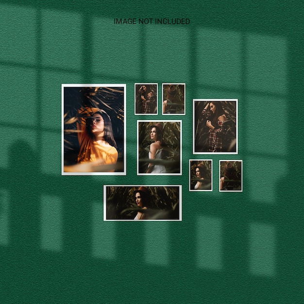 Modern minimalist shadow overlay photo frame polaroid mockup premium psd