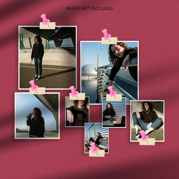 Modern minimalist shadow overlay photo frame polaroid mockup premium psd