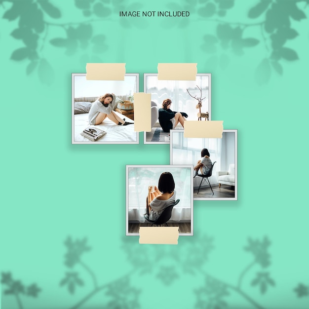 Modern minimalist shadow overlay photo frame polaroid mockup premium psd