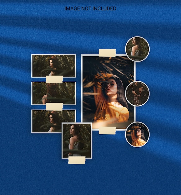 Modern minimalist shadow overlay photo frame polaroid mockup premium psd