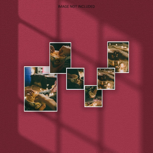 Modern minimalist shadow overlay photo frame polaroid mockup premium psd