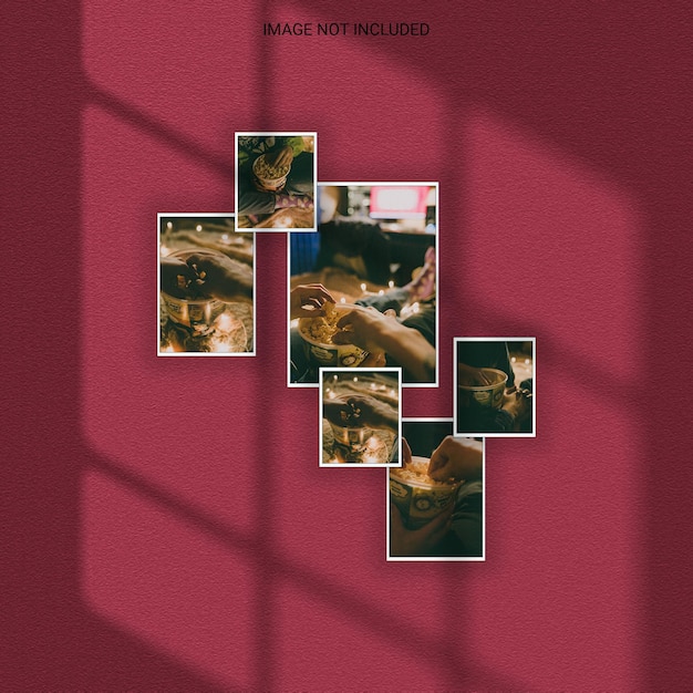 Modern minimalist shadow overlay photo frame polaroid mockup premium psd