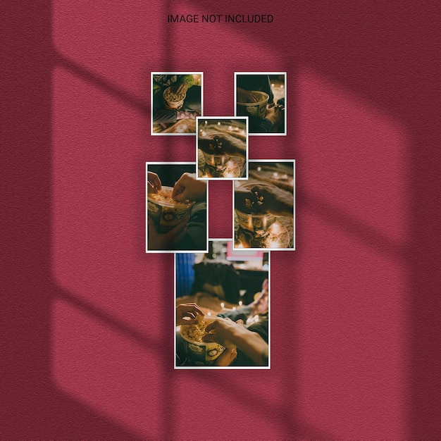 Modern minimalist shadow overlay photo frame polaroid mockup premium psd