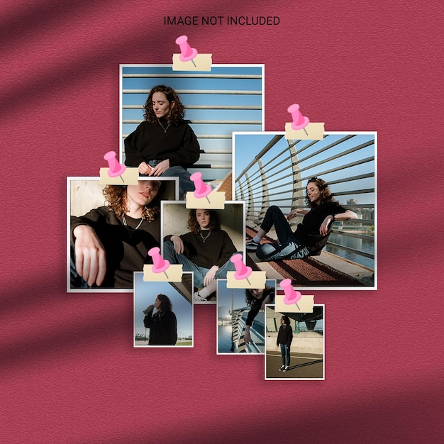 Modern minimalist shadow overlay photo frame polaroid mockup premium psd