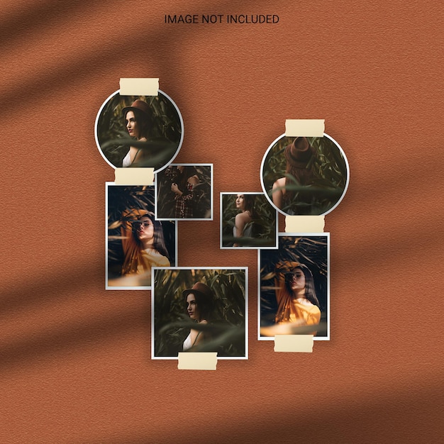 Modern minimalist shadow overlay photo frame polaroid mockup premium psd