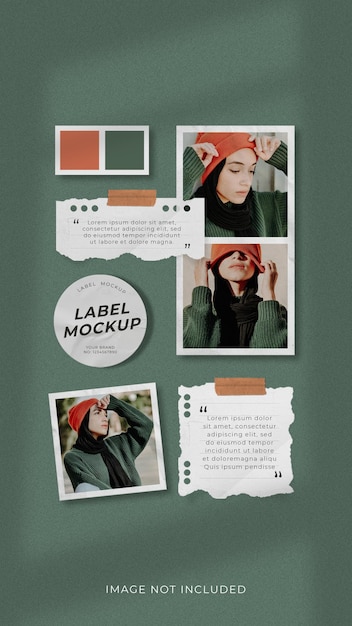 Mood board mockup template for social media story