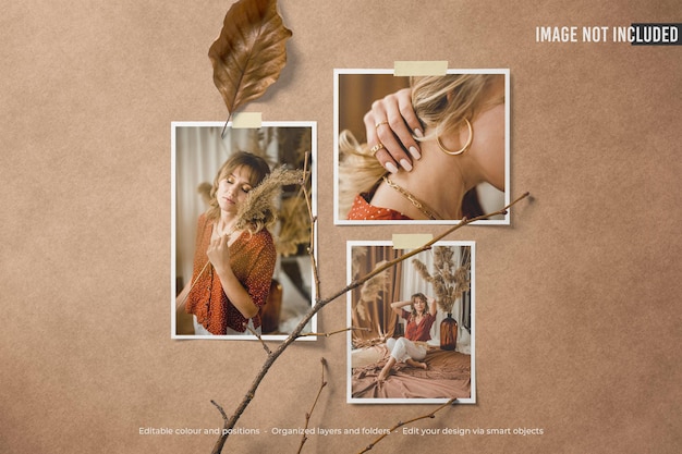 Moodboard polaroid photo mockup
