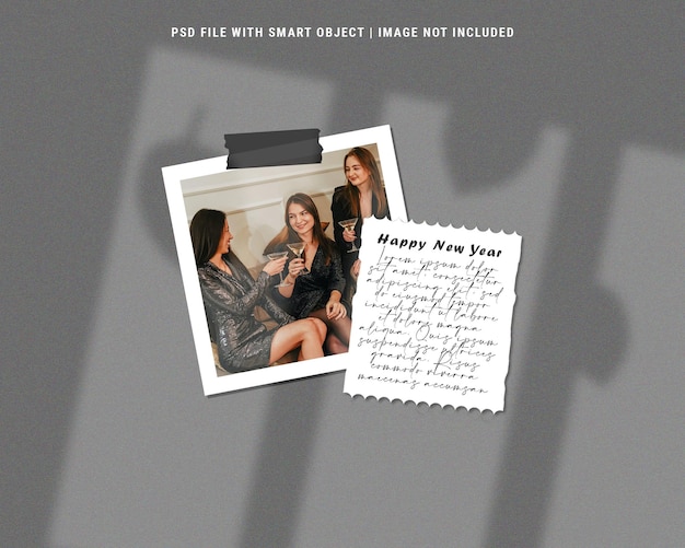 New year photo frame set mockup premium psd premium psd