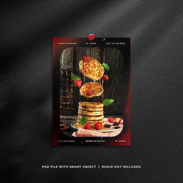 Old vintage portrait polaroid dessert photo mockup with light leaks effect