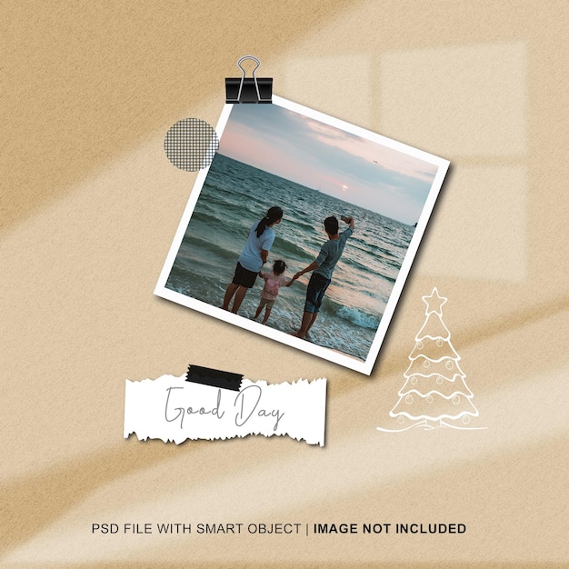 Photo frame mockup set with doodle ornament