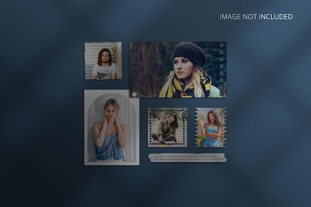 Photo frame mockup with paper 3d rendering psd file