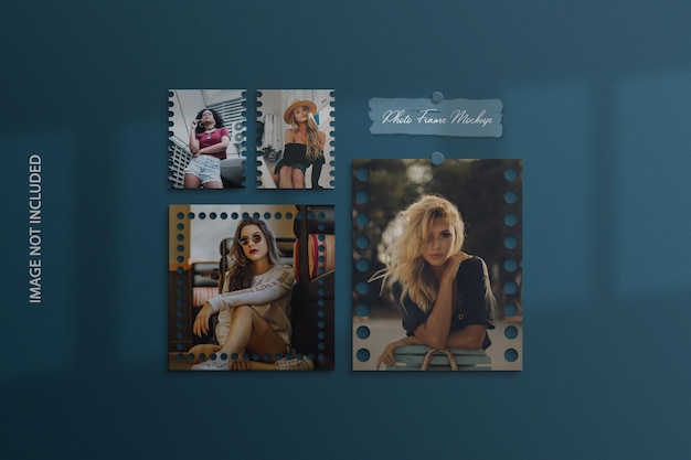 Photo frame mockup with paper effect photoshop