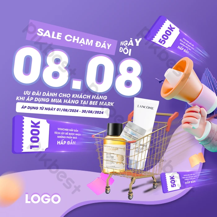 Poster Khuyễn Mãi Sale Ngày đôi 88 Siêu Thị