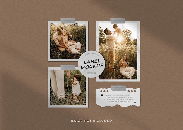 Realistic photo frame moodboard mockup