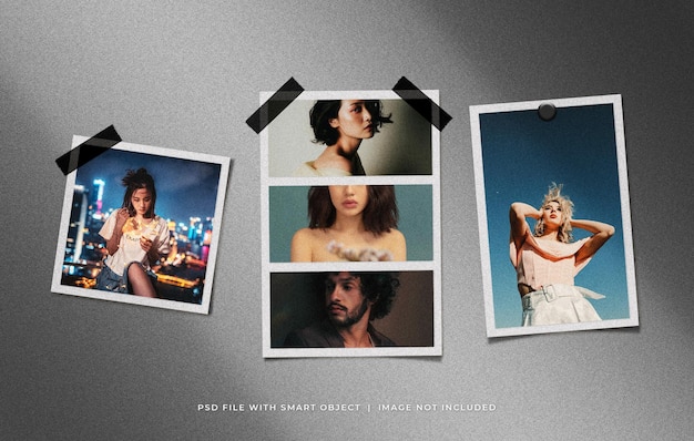 Realistic photo frame set mockup