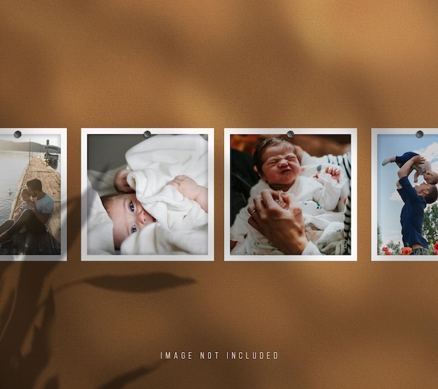 Realistic polaroid photo frame mockup with dust effect