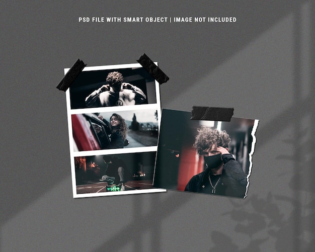 Realistic vintage photo frame set moodboard mockup premium psd premium psd