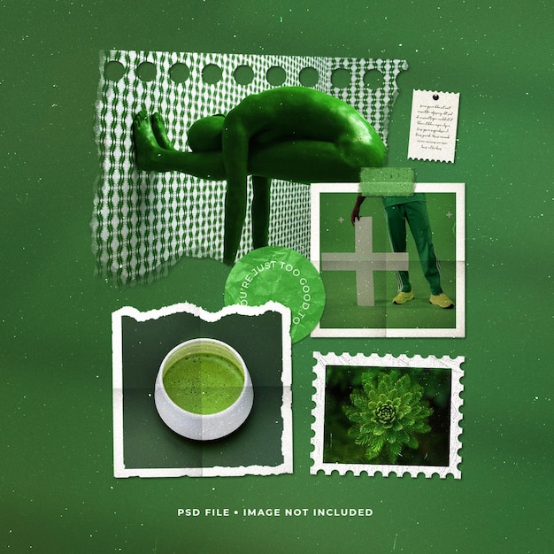 Social media post photo paper frames moodboard collage mockup