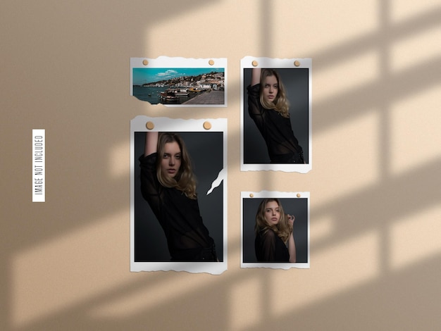 Torn paper photo frame mockup set