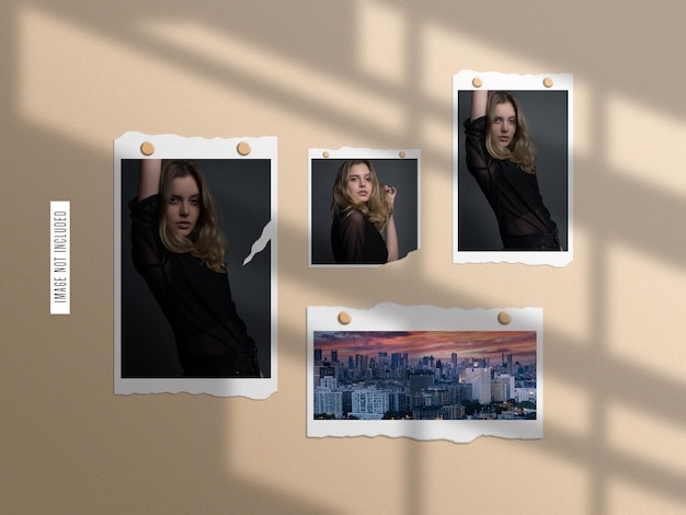 Torn paper photo frame mockup set
