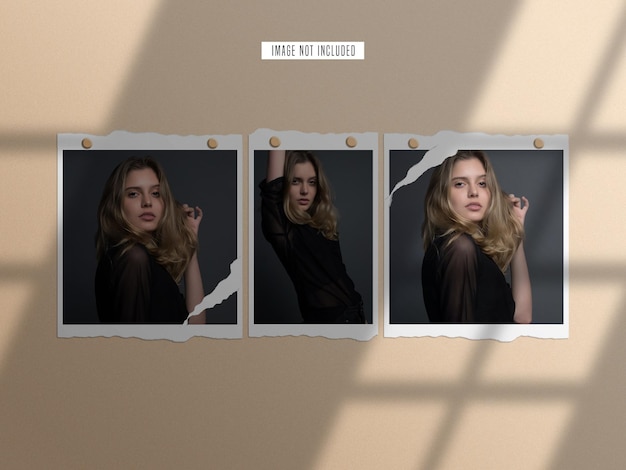 Torn paper photo frame mockup set