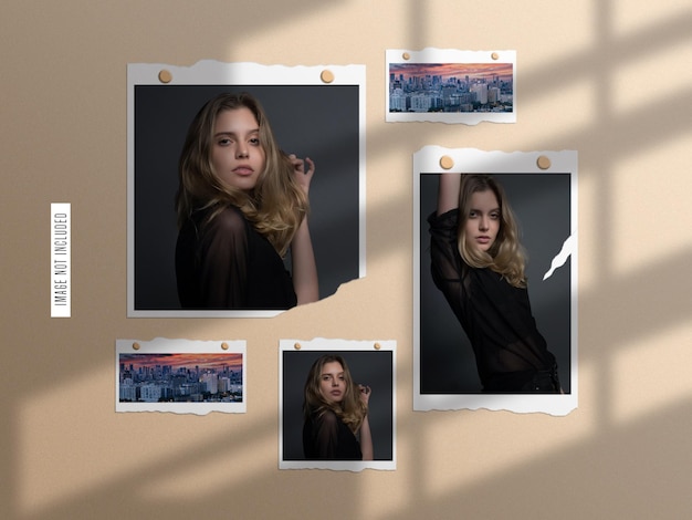 Torn paper photo frame mockup set