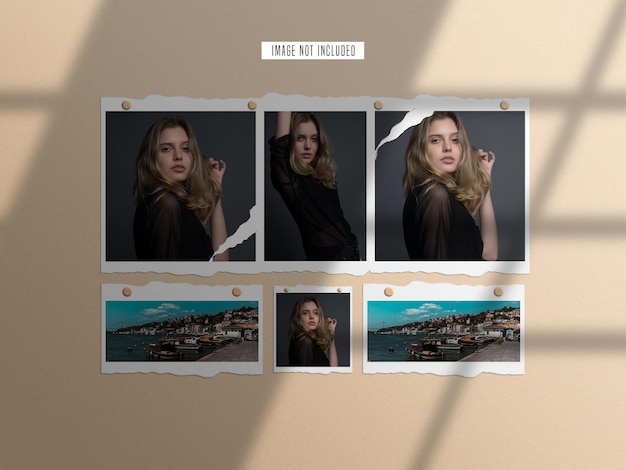 Torn paper photo frame mockup set