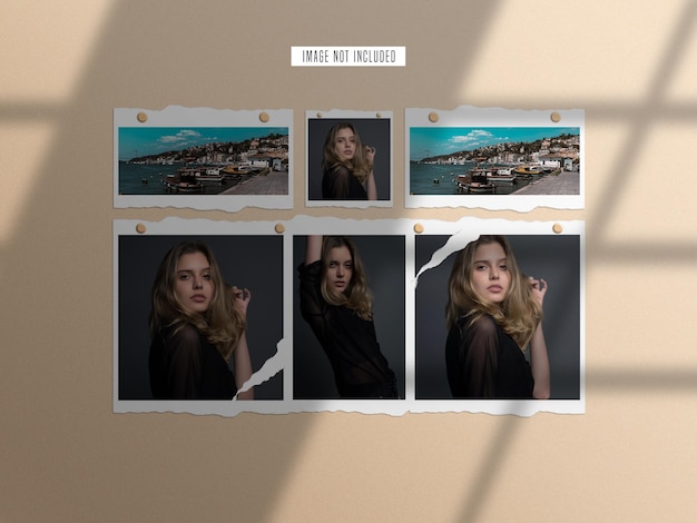 Torn paper photo frame mockup set