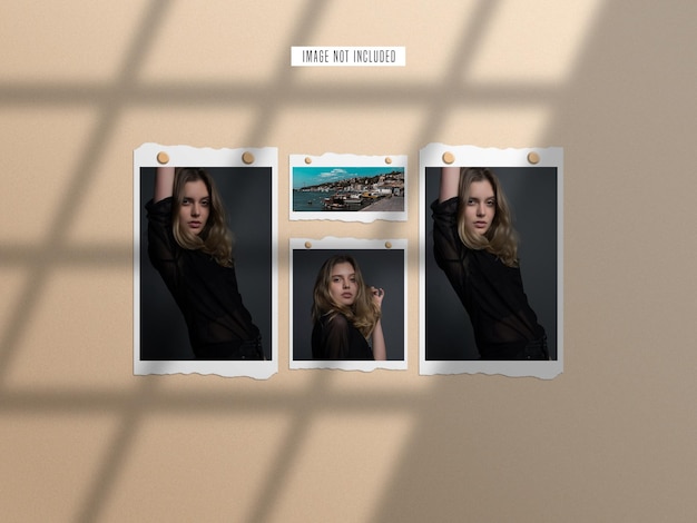 Torn paper photo frame mockup set