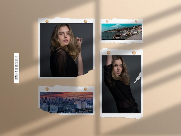 Torn paper photo frame mockup set