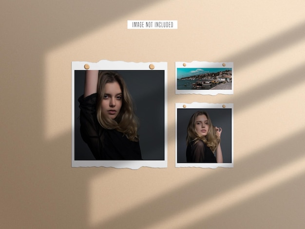 Torn paper photo frame mockup set