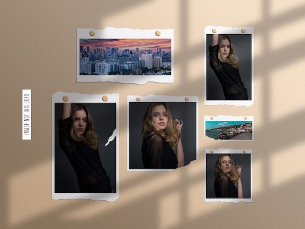 Torn paper photo frame mockup set