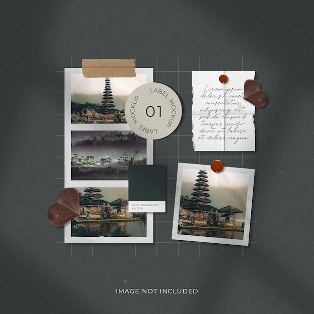Travel photo frames moodboard mockup