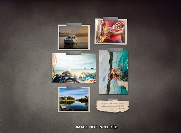 Travel photo frames set moodboard mockup