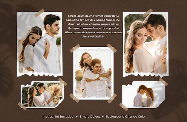 Vintage wedding photo frame mockup