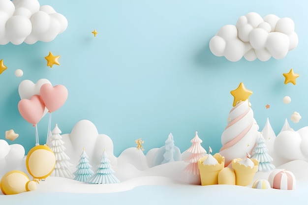 Whimsical fairy tale inspired banner design with blank title space and call to action