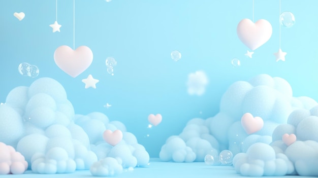 Whimsical hearts and clouds