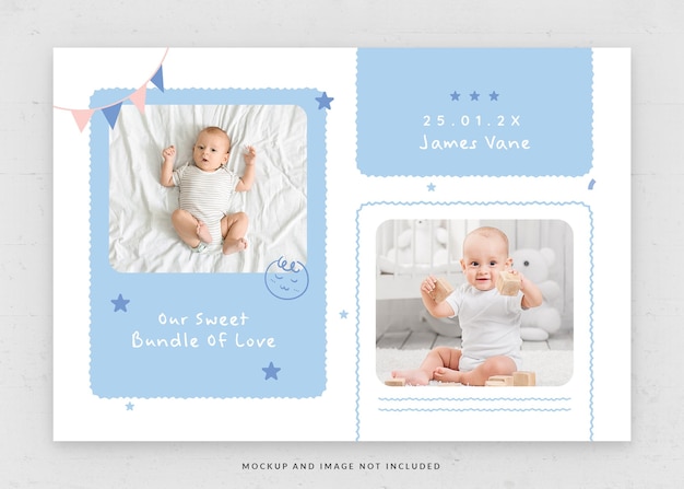 Baby kids photo card flyer template in psd