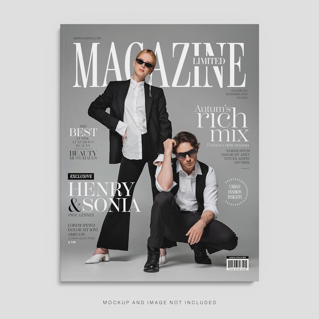 Fashion magazine cover template in photoshop psd