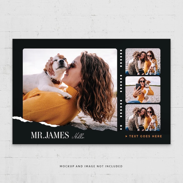 Vintage photo collage flyer layout in psd